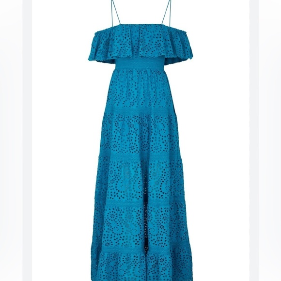 Alice + Olivia Women's Blue Eyelet Off Shoulder Maxi Dress Size Small $696 - Picture 7 of 10
